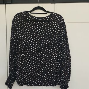 Sanctuary Black and Cream Polka Dot Top